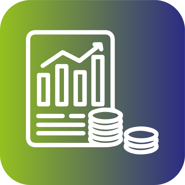 Logo d'un graphique et de pièces de monnaies représentant les états financiers