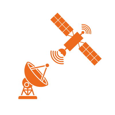 Logo d'un satellite représentant l'internet par satellite