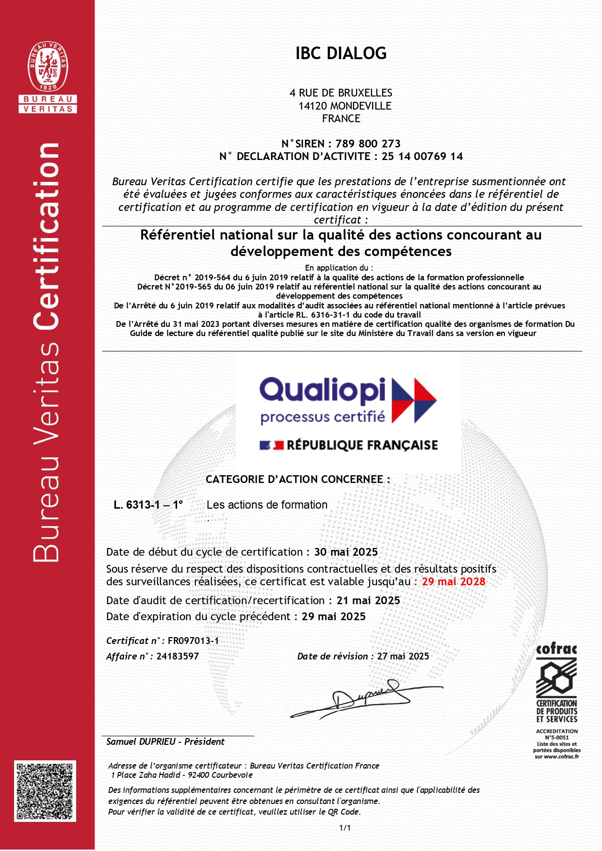 Image du document de certification Qualiopi